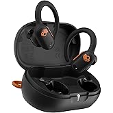 Skullcandy Push ANC Active Wireless Earbuds, Bluetooth Headphones, Noise Cancelling, 58 Hours Battery, Secure-Fit Over-Ear Hanger, Sweat and Waterproof, Microphone for iPhone Android - Black/Orange