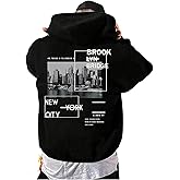 GORGLITTER Men's Car Hoodies Vintage Y2k Long Sleeve Streetwear Hooded Sweatshirt