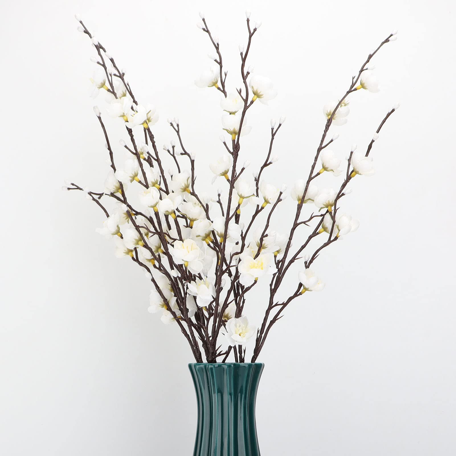LGEGE Artificial White Plum Blossom 6 Pcs,Fake Flowers Silk Fabric Simulation Flowers Bouquet for Home Kitchen Office Hotel Decoration Floral Arrangement Centerpieces for Table