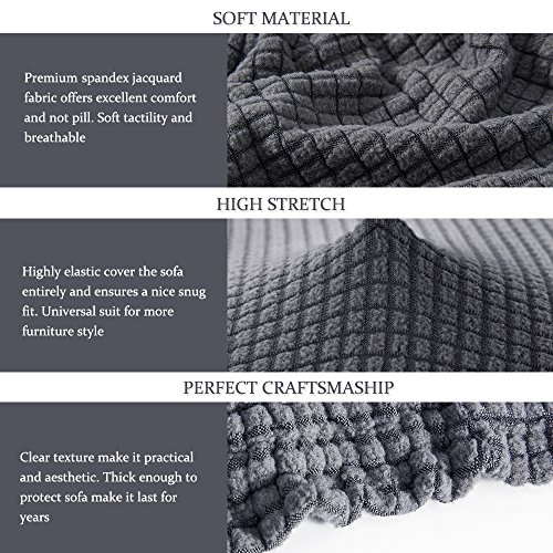Hootech Jacquard Couch Cover 1-Piece Polyester Spandex Fabric Chair Slipcover 1 Cushion (Grey, Chair)