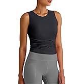 G4Free Skimetic Workout Tank Tops for Women Side Ruched Sleeveless High Neck Crop Top Summer Athletic Gym Shirts