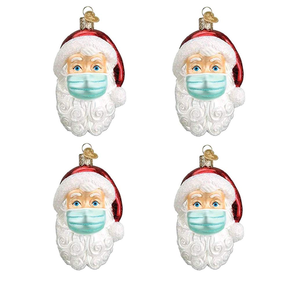AGDLLYD 2022 Christmas Tree Decorations,Quarantine Santa Ornaments Xmas Ornament Santa with a Mask, Holiday Christmas Hanging Ornaments for Tree Home Decor Xmas Gifts (4pcs)