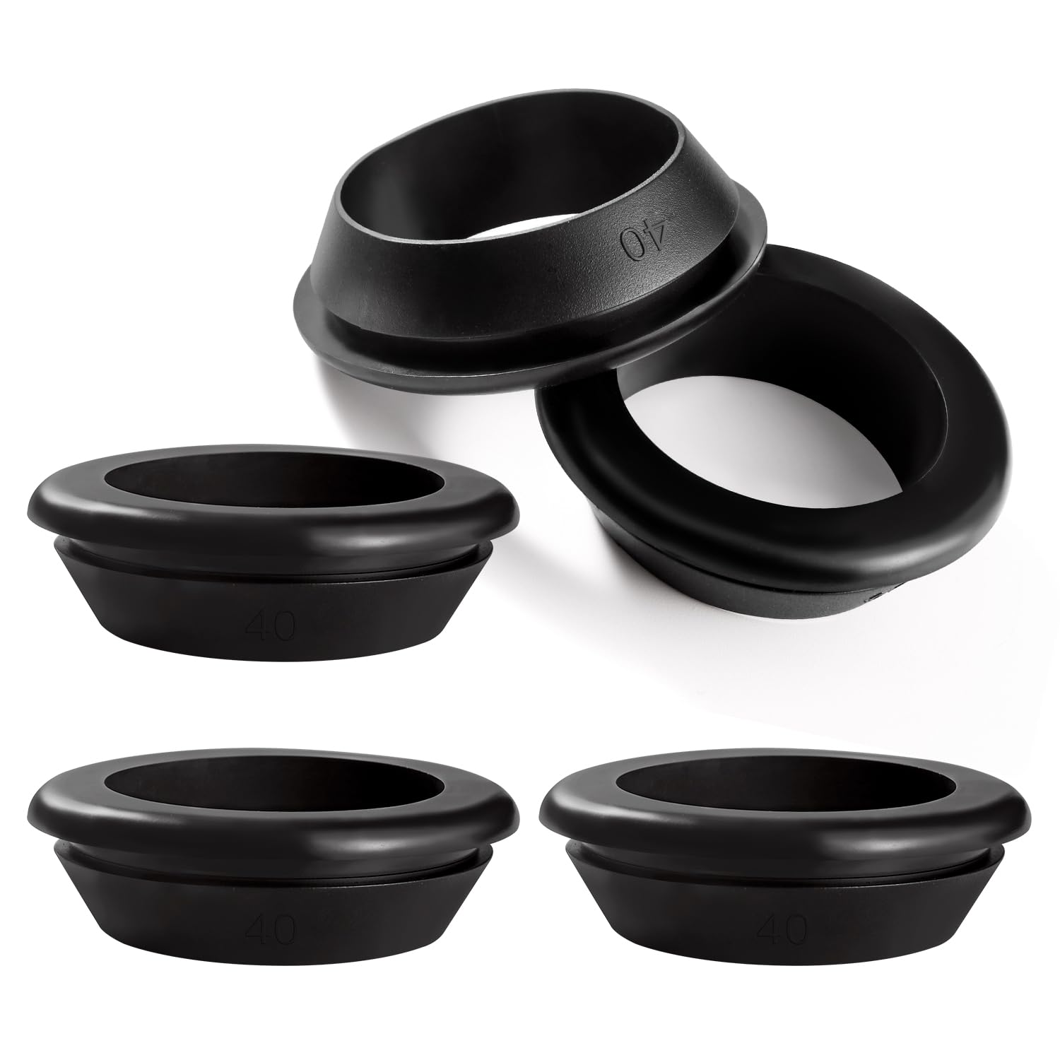 YIXISI 5 PCS Diameter 35 * 40 mm Rubber Grommets, Conductor Gasket Ring Grommets, Black Rubber Hole Plugs Electrical Wire Gaskets, for Protecting Wires, Cables and Plugs