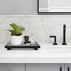 Renawe Black Bathroom Counter Tray Organizer Wood