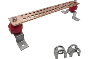 MOKIKUBA Copper Ground Bus Bar,Multipurpose Ground Bar Kit 16" x 2" x.25 with 34 x 0.41 Terminal Positions and UL Material Standoff BusBar Insulators