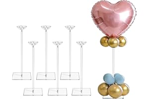 HONTUU 6 Pieces Clear Acrylic Balloon Stand Set, 40 cm, Reusable Balloon Stick Holders with Base, Perfect for Table Decoratio