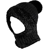 3 in 1 Beanie Hat for Men&Women，Beanie hat with Scarf and mask，Winter Warm Knitted hat Black