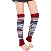 Benefeet Sox Leg Warmers for Women Girls Wool Knit Leg Warmer for Winter Bohemian Patterned Long Leg Warmer
