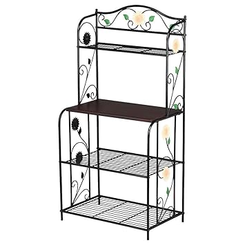 Amazon Com Yaheetech Metal Bakers Rack 4 Tiers Metal Storage