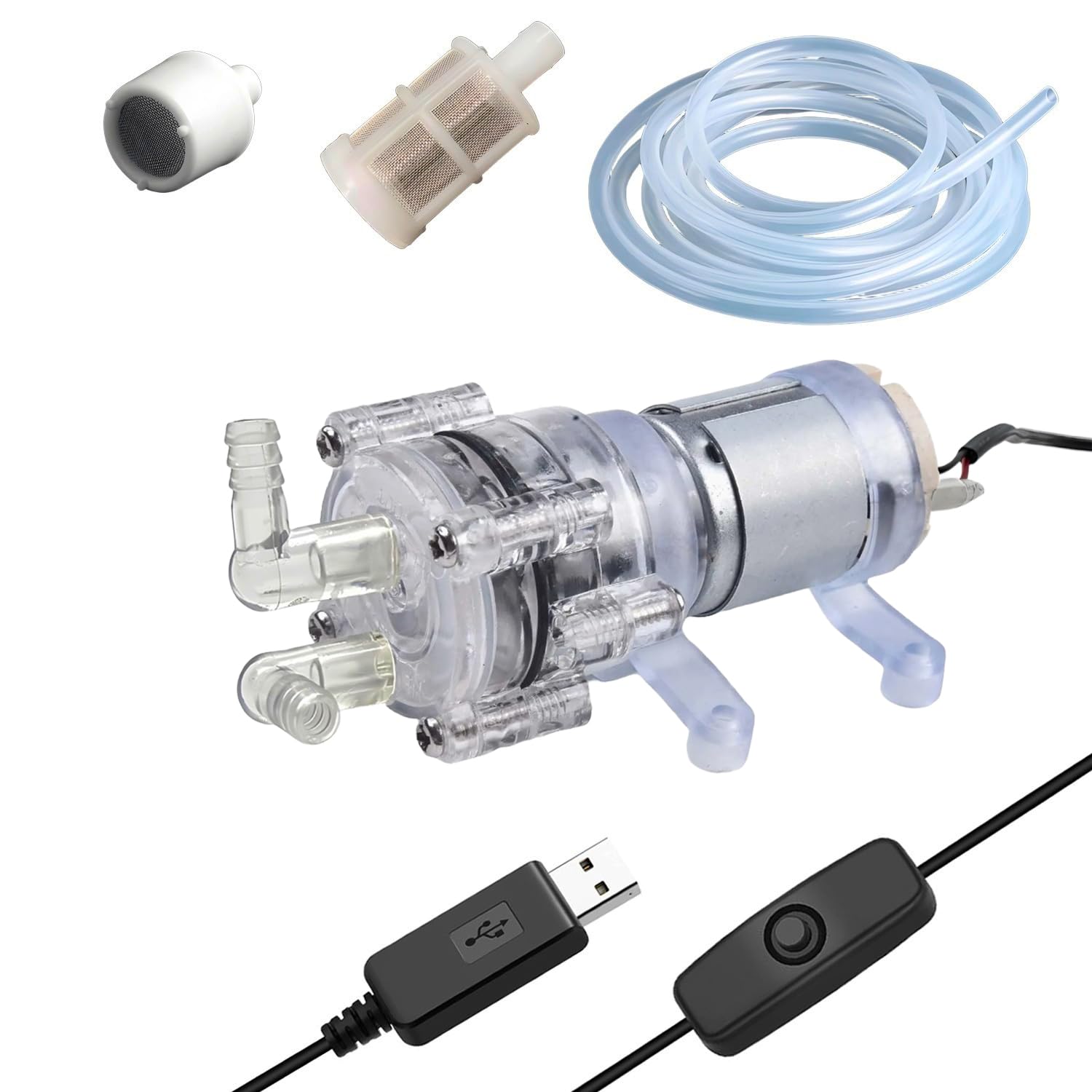 Photo 1 of 12V Food-Grade Water Transfer Pump, Quiet, High Temp Resistant, Portable Pump for Home, Kitchen & Outdoor,Multi-Use with 10ft Silicone Tubing & Filters,2L/min Flow, USB Powered