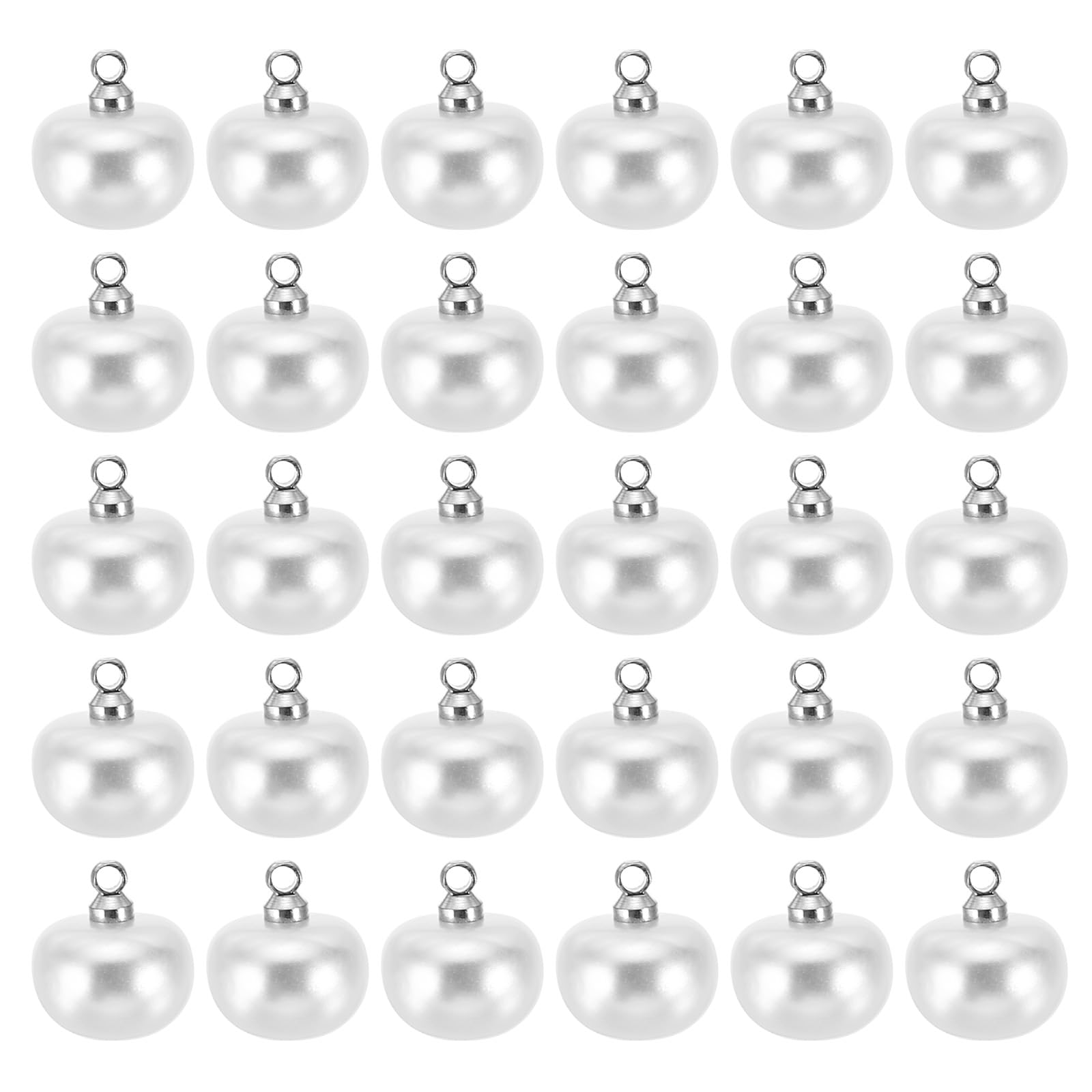PATIKIL 10mm Pearl Buttons, 100pcs Chubby-Buttons Large Button Handmade Tightener White Faux Pearl with Shank for Crafts Sewing Clothes DIY Christmas Sweater Shirt, Silvery White