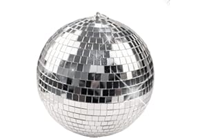Boshen 10" Disco Mirror Ball with Hanging Ring Silver Party Disco Ball Light for Party Xmas DJ Stage Lighting Effect