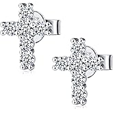 Moissanite Stud Earrings, Moissanite Earring White Gold Plated Sterling Silver Studs Earrings for Women Men