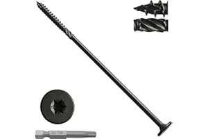 PUCISS Inch Lag Screws,Structural Wood Screws,Heavy-Duty Outdoor Deck Construction,Timber Screws,Framing,Rust Resistant Black Ceramic Coating,Torx Bit Included (3lb Black Flat Top, #14x8)