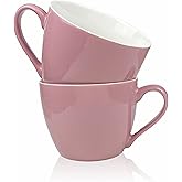 MECOWON 30 OZ Porcelain Coffee Mugs, Set of 2 Large Mugs for Soup, Cereal and Salad (pink)