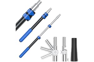 JUECITY Telescoping Pole, 1.4-3 Ft with Joint Angle & Squeegee Adaptor, Aluminum Telescopic Paint Roller Extension Pole & Extendable Pole, Anti-Slip Foam Grip, Multi-Purpose Gutter Window Dust Cleaning Pole