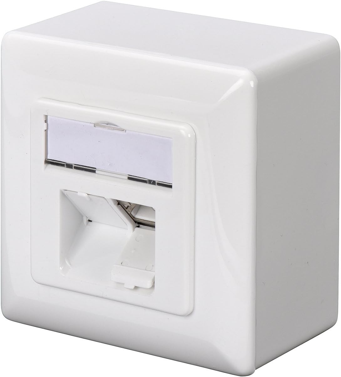 DIGITUS Cat-6A junction box - 2 port RJ45 - surface-mounted network socket - vertical supply - design-ready - pure white