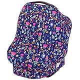 Baby Nursing Cover Carseat Canopy, Breastfeeding Scarf, High Chair, Shopping Cart, Stroller Baby Car Seat Covers for Boys and Girls, Stretchy Multi Use Infinity Scarf Shawl - Kidz Pride Navy Floral