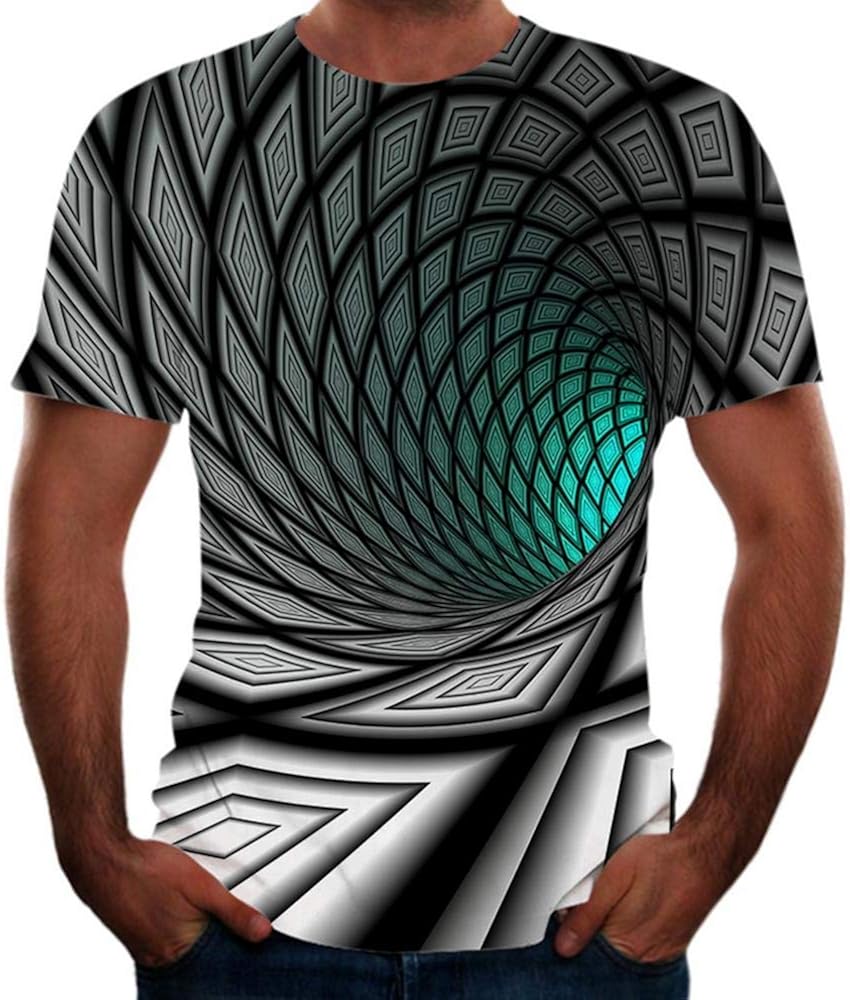 Men's Graphic Optical Illusion Plus Size TShirt Print Long Sleeve