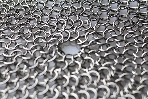 LauKingdom Cast Iron Cleaner, Stainless Steel Cast Iron Cleaner Chainmail Scrubber for Cast Iron Pan, Round (7 inch Round)