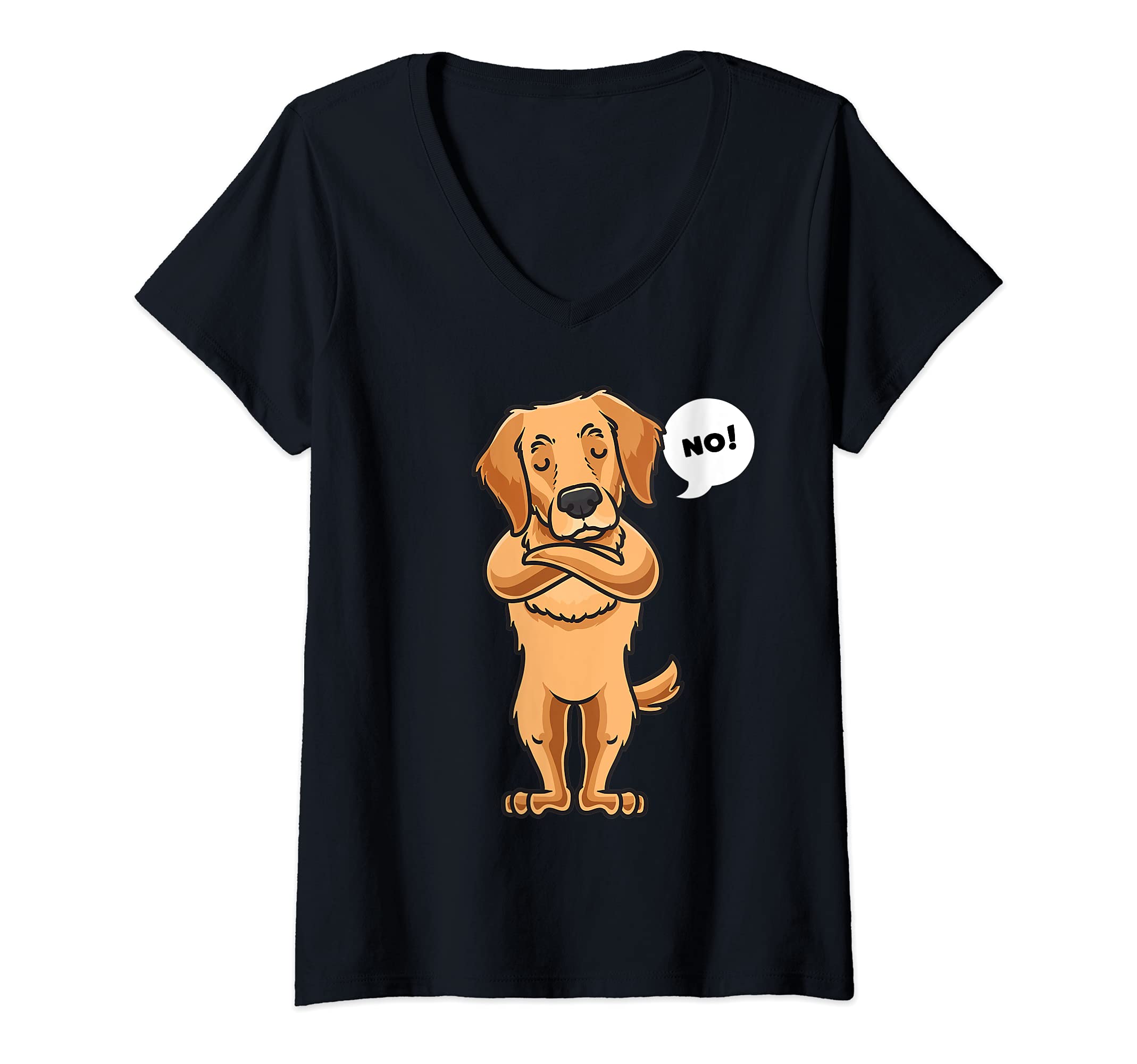 Womens Golden Retriever Funny Stubborn Dog V-Neck T-Shirt