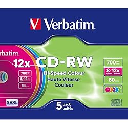 Verbatim CD-RW 700 MB, Pack of 5 Slim
