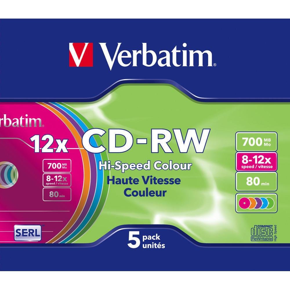 Verbatim CD-RW 700 MB, Pack of 5 Slim