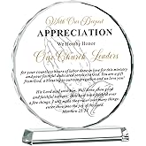 JOASURA Church Leader Appreciation Gifts-Sunflower Shaped Crystal Plaque, 6x5.3 Inch Decorations Plaques for Pastor Clergy Keepsakes, Thank You for Christianity Pastores Best Ideas Gift