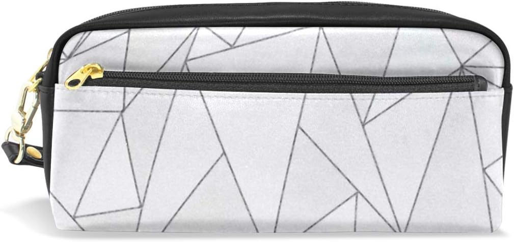 ISAOA Large Capacity Pencil Case and PU Leather Pen Bag Geometry Zipper Stationery Supplies Pencil Pouch Comestic Makeup Bag for Girls and Boys