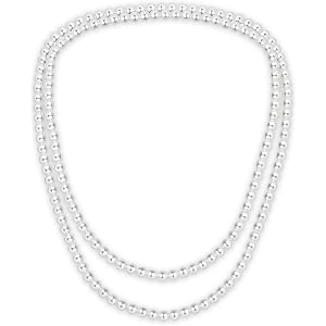 150cm/59in Long Faux Pearl Necklace for Women, Fake Long Pearl Necklace | 8mm Pearls Strand for Wedding Party Costume Jewelry