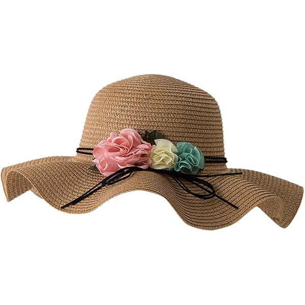 Amazon.com: Womens Flower Straw Hat Wide Brim Summer Beach  display picture 1