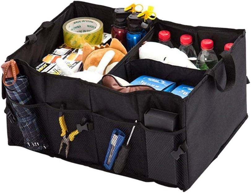 Aiooy Car Boot Organiser Foldable Heavy Duty Jumbo Bag, Auto Car Foldable Storage Boot Organiser Box, Shopping Tidy Storage Bag(Black)
