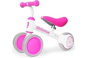 allobebe Baby Balance Bike, Cute Toddler Bikes 12-36 Months Gifts for 1 Year Old Girl Bike to Train Baby from Standing to Running with Adjustable Seat Silent & Soft 3 Wheels