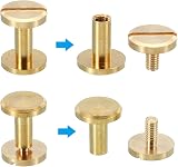 PATIKIL 25 Sets Brass Chicago Screws M4x8mm for DIY Leather Projects view 4