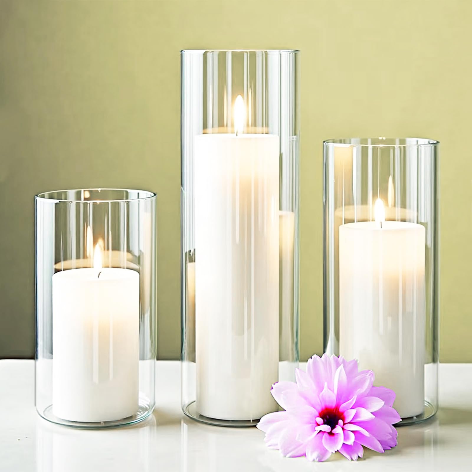 Photo 1 of ** some candles missing**
Sandraheer Elegant Ivory White Pillar Candles with Clear Ribbed Glass Holders 24 pcs (12 Unscented Candles+12 Candle Hoders) –Perfect for Weddings, Parties, Events, and Home Decor–Long-Lasting Burn