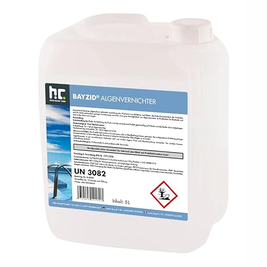 Höfer Chemie 5 L Pool Algenvernichter - Anti Algenmittel für Schwimmbad & Pool - schnelle Wirkung bei Algen
