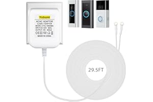 Yubunt 18V 500mA Doorbell Transformer, Video Doorbell Power Adapter Compatible with Nest, Wyze, Eufy, Ring, and Arlo Wireless Video Doorbells. White-1Pcs (29.5Ft Power Cord)
