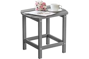 DAILYLIFE Outdoor Side Table, Adirondack HDPE Square Plastic Patio End Tables for Outside & Indoor Use, Weather Resistant and Easy Maintenance (Slate Gray, Single Layer)