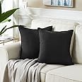 Fancy Homi 2 Packs Black Decorative Throw Pillow Covers 18x18 inch, Super Soft Faux Suede Decor Square Pillow Covers, Solid Cushion Cover for Couch Living Room Sofa Bedroom 45x45 cm