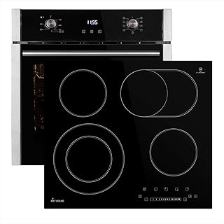 KKT KOLBE Autarkes Herdset: 60cm Einbau-Backofen EB8005ED + 59cm Glaskeramik-Kochfeld KFS59RL (Heißluft/Grill-/Bratsystem/Automatik-Timer/Dualzone) SET8005KFS