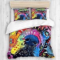 ECOMAOMI 3-Piece Home Fashion Designs Duvet Cover Set,Dogs Portrait pop pet Canine Love Graffiti Neopolitan Mastiff Dog Animals,Best Modern Style Microfiber Quilt Set with 2 Pillow Shams,King