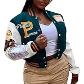 NIFTRIRY Varsity Jacket Women Patch Casual Jacket Cropped Jacket Leather Jacket Women Festival Outfits for Women