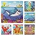 Muxihosn Wooden Jigsaw Puzzles with Storage Tray Ocean Set Kids Toys Preschool Learning Game for 3-5 Years Old Child,Boys,Girls,Pack of 6(Mermaid,Octopus,Shark,Starfish,Dolphin,Lobster)