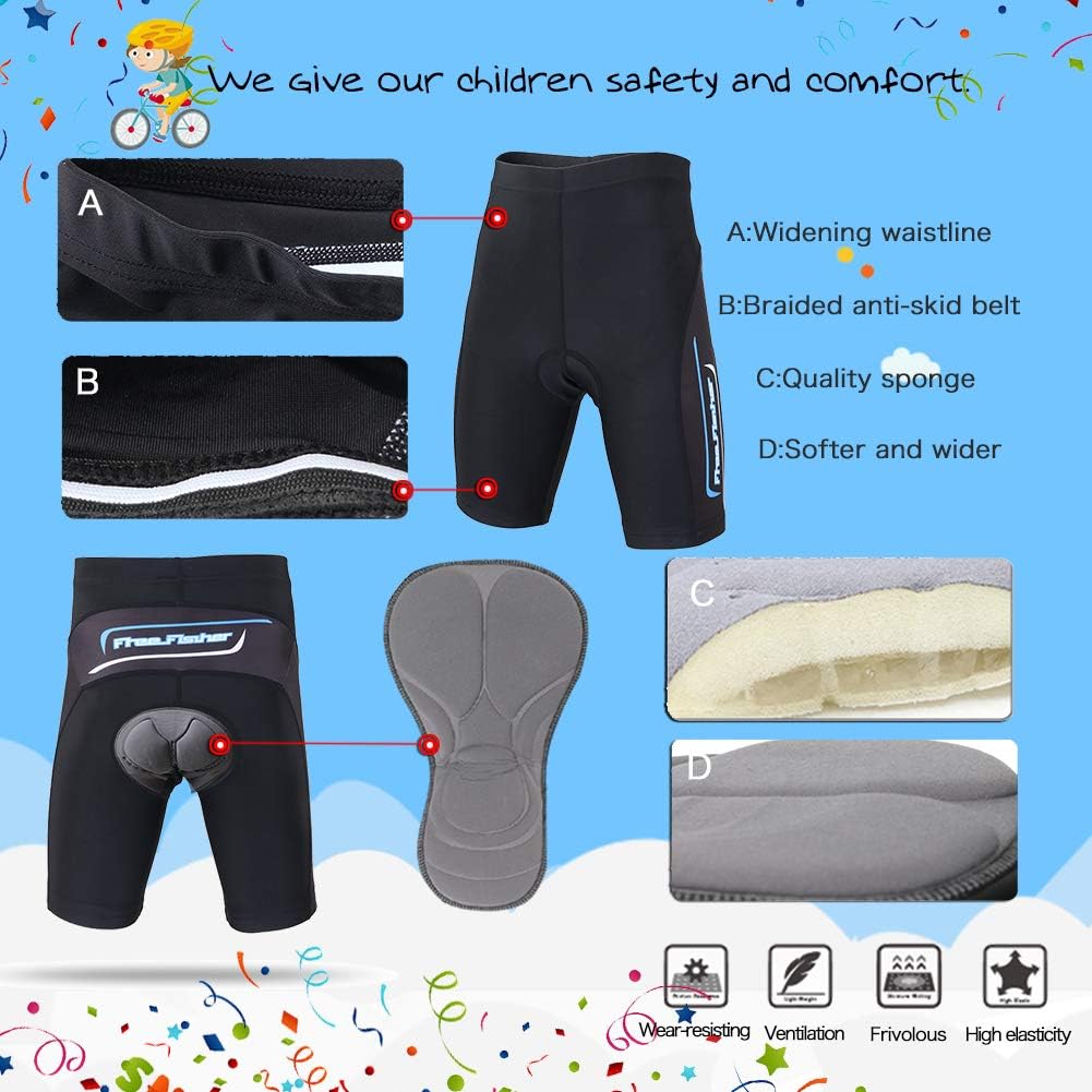 FREE FISHER Cycling Jersey Kids, Short Sleeve Cartoon Road Mountain Bike Jersey Set/Top/Short for Girls Boys Breathable : Clothing