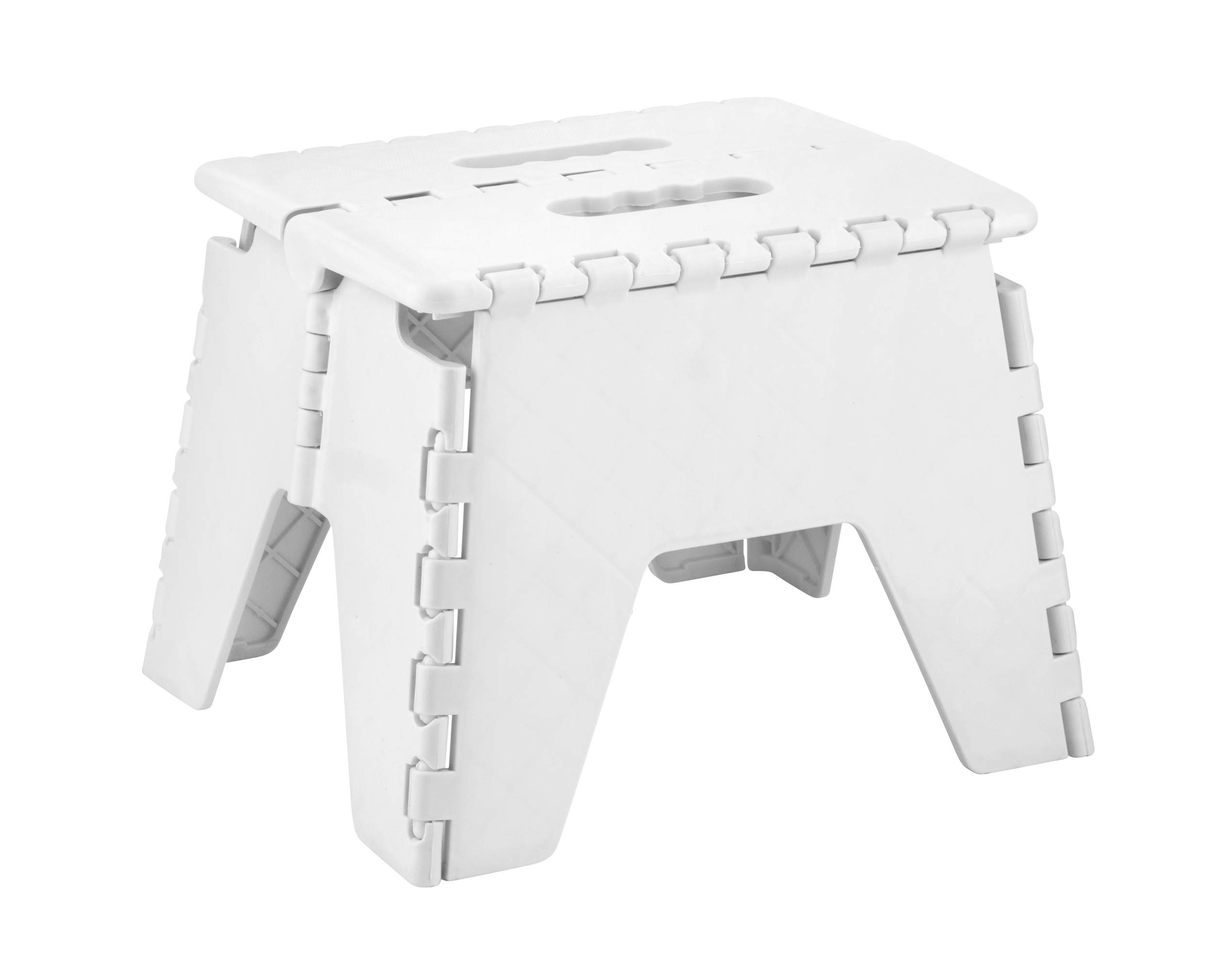 HOMESHOPA Heavy Duty Folding Step Stool - 9 INCH Anti Slip Foldable Step Up Stool, Portable Lightweight & Sturdy Stepping Stool For Kids, Adults, With Carry Handle For Home, Kitchen, Office (White)