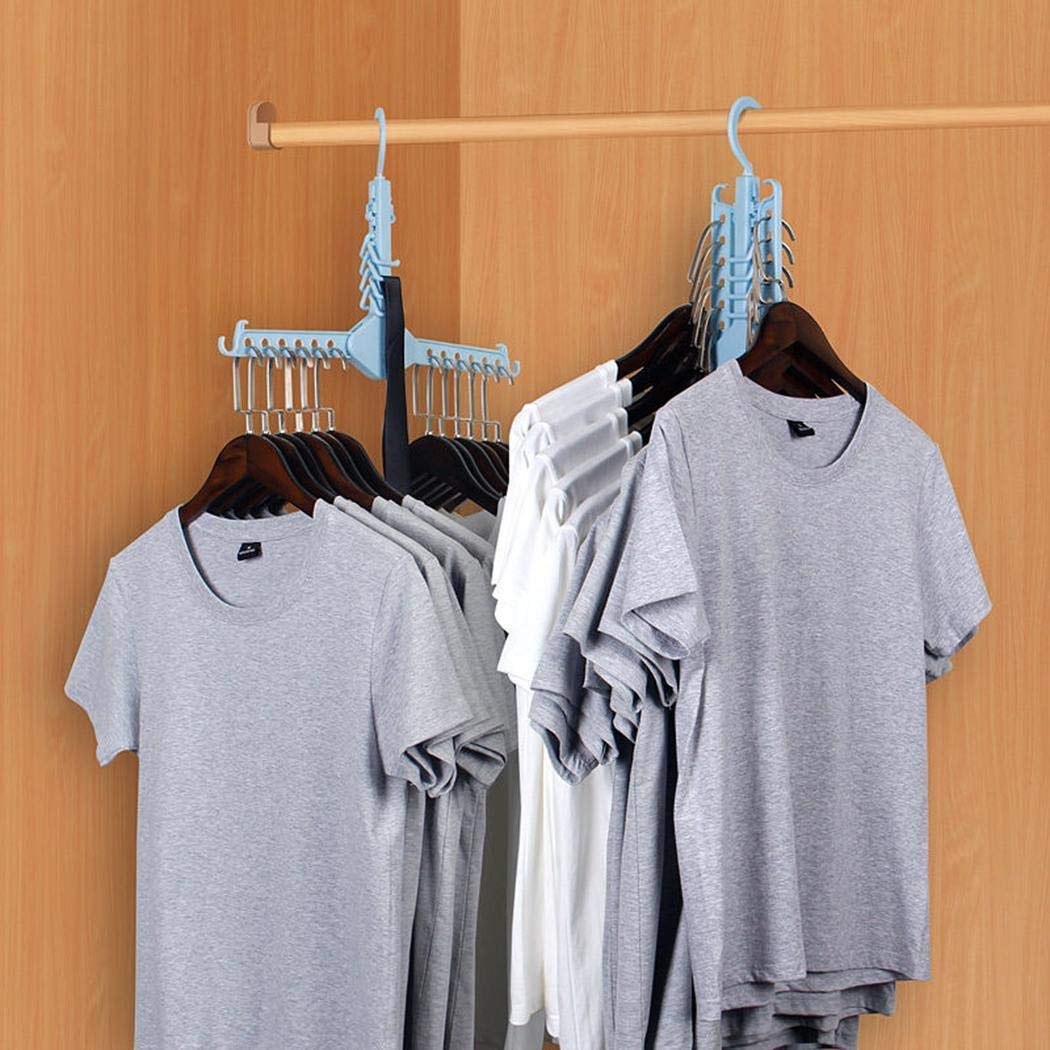 Angoo Beauty Multi-Functional Hanger Telescopic Foldable Household Hook Non-Slip Suit Hangers (Blue)