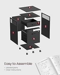 VASAGLE File Cabinet, Mobile Filing Cabinet on