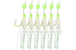 Fishing Sabiki Rig Set with Luminous Beads Carbon Steel Multi Hook String Saltwater Herring Bait Silicone Lure System Green 5