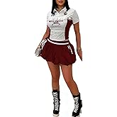 Two Piece Sets for Women Summer Casual Short Sleeve Crop Tops Tennis Mini Skirt Skort Set