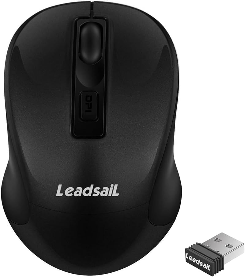 LeadsaiL Wireless Mouse 1600 DPI Silent Click 4 Buttons USB Windows Mac